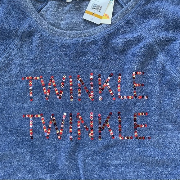 C&C California Women's Blue TWINKLE TWINKLE Sequin Fleece Sweatshirt Size 3X NWT - Picture 5 of 8